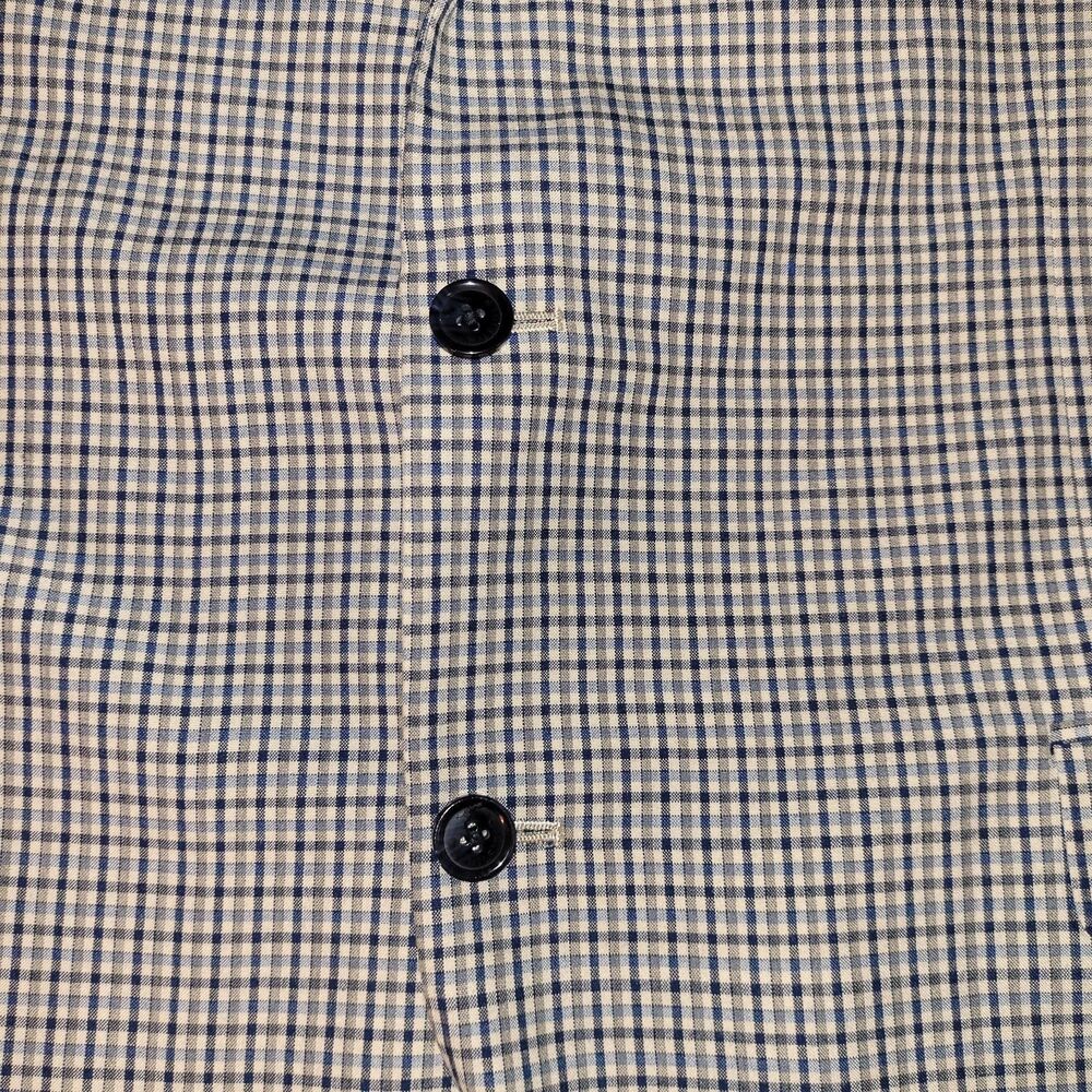 Tommy Hilfiger Blazer Mens 46L White Blue Gray Tattersall Check Plaid Jacket - Picture 3 of 11